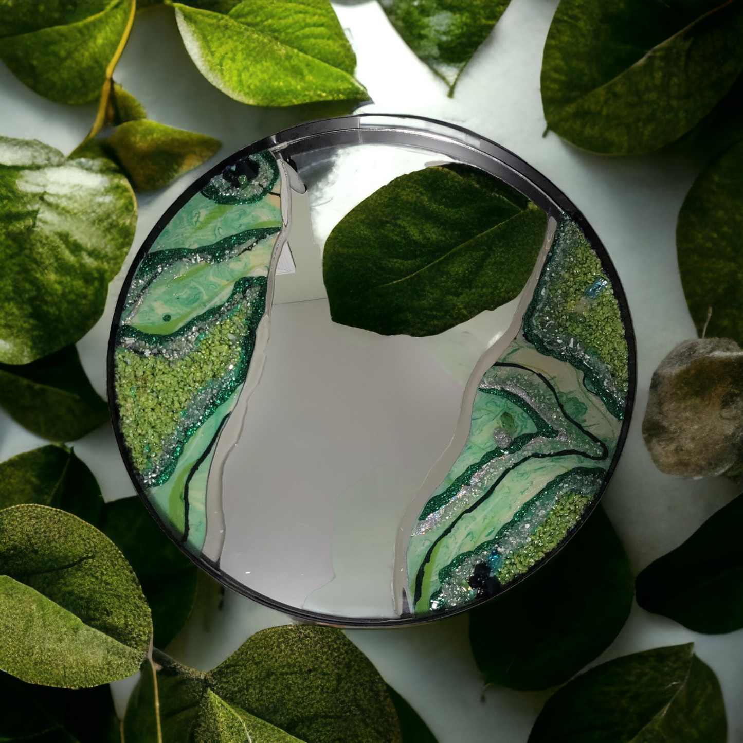 Green Crystal Swirl Mirror