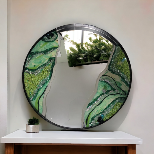 Green Crystal Swirl Mirror